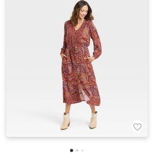 New Knox rose fall button front dress sz small